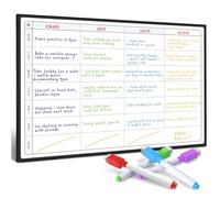 Smart Panda Weekly Planner Whiteboard - Magnetic Meal and Family Planner for Fridge - Chore Chart and Calendar - A3 Size