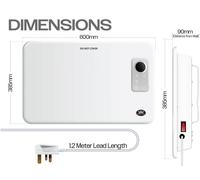 Prem-I-air Smart Panel Heater With Wi-Fi Enabled App Function, Wall or Free Standing, Lot 20 Compliant for use in Homes, Shops, Offices for Heat and Warmth 1000W