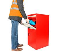SMART PARCEL BOX Extra Large Parcel Box Outdoor, 2 Door Weatherproof Red Delivery Box With Secure Front & Rear Access, Durable Galvanised Steel, Lockable For Post, Multiple Letters & Package Drop