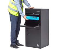Smart Parcel Box - Extra Large Parcel Box Outdoor, Black Delivery Box With Secure Front & Rear Access, Waterproof, Durable, Lockable Weatherproof Parcel Drop Box For Multiple Packages