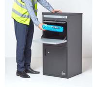 Smart Parcel Box Extra Large Secure Outdoor Delivery Box Galvanised Steel Front And Rear Access Dark Grey