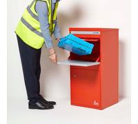 Smart Parcel Box Extra Large Secure Outdoor Delivery Box Galvanised Steel Front And Rear Access Red