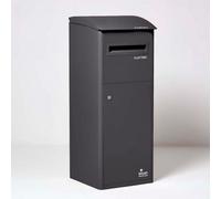 Smart Parcel Box Extra Large Slanted Top Secure Outdoor Delivery Box Galvanised Steel Front Access Black
