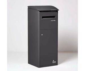 Smart Parcel Box Extra Large Slanted Top Secure Outdoor Delivery Box Galvanised Steel Front Access Black