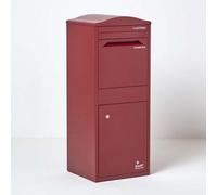 Smart Parcel Box Large Curved Top Secure Outdoor Delivery Box Galvanised Steel Front Access Dark Red