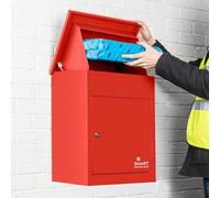 Smart Parcel Box - Wall Mounted Parcel Box Outdoor, Secure Red Delivery Box for Parcels, Durable & Waterproof, Lockable Weatherproof Parcel Drop Box Suitable For Multiple Large Packages
