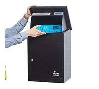 SMART PARCEL BOX Wall Mounted Parcel Box Outdoor, Medium Black Delivery Box, Secure, Durable Galvanised Steel Weatherproof, Lockable For Post, Multiple Letters & Large Package Drop