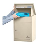 SMART PARCEL BOX Wall Mounted Parcel Box Outdoor, Medium Cream Delivery Box, Secure, Durable Galvanised Steel Weatherproof, Lockable For Post, Multiple Letters & Large Package Drop