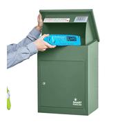 SMART PARCEL BOX Wall Mounted Parcel Box Outdoor, Medium Green Delivery Box, Secure, Durable Galvanised Steel Weatherproof, Lockable For Post, Multiple Letters & Large Package Drop
