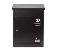 SMART PARCEL BOX Wall Mounted Personalised Parcel Box Outdoor, Medium Black Delivery Box, Secure, Durable Galvanised Steel Weatherproof, Lockable For Post, Multiple Letters & Large Package Drop
