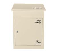 SMART PARCEL BOX Wall Mounted Personalised Parcel Box Outdoor, Medium Cream Delivery Box, Secure, Durable Galvanised Steel Weatherproof, Lockable For Post, Multiple Letters & Large Package Drop