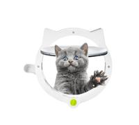 Smart Pet Door for pets,Cat Flap，features intelligent 4-way control (Full Lock/Free Pass/In-Only/Out-Only), enabling bidirectional access for cats. Includes Installation Template Kit. (White)