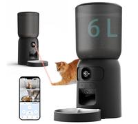 Smart Pet Feeder with Dual Camera & AI Recognition, 6L Automatic Cat Dog Feeder with App Control, 2.4G/5G WiFi, Voice Message, Pet Interaction, Motion Tracking, No Clog, Dual Power, for Multi-Pet