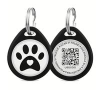 Smart Pet ID Tag with QR Code, ABS Resin Dog Tag for Cats and Dogs, Paw Design, 25mm, Red and Black