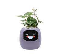 Smart Pet Planter, Smart Plant Pot, With Artificial Intelligence, Time Weather Display, And Multiple Expressions Animation,Lovely Plant Companion, For Desktop Decoration, Gifts,Plant-Free (Purple)