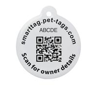 Smart Pet Tag with QR Code, with UK Compliant Engraving and ezeclip - Small Size (25x28mm)
