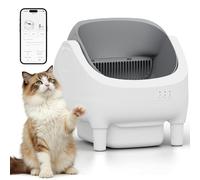 Smart Pet Tech Electric Self-Cleaning Cat Litter Box, Open-Top Design, 15L Waste Bin, White, with Smart App Control, Odor Control System, Includes Trash Bags and Mat