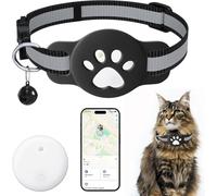Smart Pet Tracker Collar for Cat - Pet Location Tracker with Holder, No Monthly Fee, Compatible with A-pple Air Tag Find My (iOS Only), Anti-Lost Tracking Device for Pets