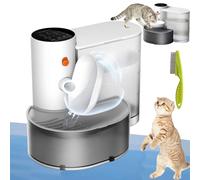 Smart Pet Water Fountain No Filter, Automatic Pet Water Dispenser, Wireless Tipping Cat Water Dispenser, Ultra-Quiet Flowing Water Feeder Timed Wastewater Draining System for Cats Dogs (White, 3L)