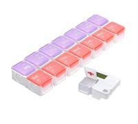 Smart Pill Organizer - Weekly Pill Case, Digital Pill Box | 14 Grid Electronic Medicine Storage Dispenser, Automatic Travel Medication Tracker + Home Healthcare Reminder for Elderly, Adults