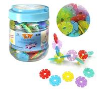 Smart-Planet 400 Glitter Flowers in Tin - Snowflakes for Inserting 3.3 cm Children's Montessori Toy Learning Toy Building Blocks Pegging Blocks from 3 Years