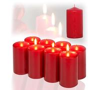 Smart-Planet® Ambiente Candles - 12 cm Large Pillar Candles Pack of 8 Red Decorative Candles Colour Red 12 cm High Diameter 5.8 cm Wax Candle Set