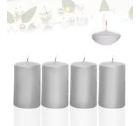 Smart Planet Set of 4 Grey Pillar Candles - 8 cm x 4.8 cm - Odourless - 13 Hour Burn Time - Advent Wreath Christmas Decoration