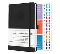 Smart Planner Book Pro - A5 Daily Planner Undated - Daily To Do List Planner - Weekly, Monthly, Work Sections, Organiser Diary - 3 Satin Bookmarks & Pen Holder