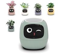 Smart Plant Pot, Smart Flowerpots with Expression, 7 Smart Sensors, Lcd Screen Display, Cell Phone App Connection, Big Data Maintenance of Plants, for Living Room, Plant-free green