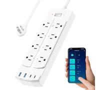 Smart Plug Power Strip, Yozisital Surge Protector with 6 Individually Controlled Smart Outlets & 4 USB Ports, 5ft Flat Extension Cord, Only for