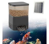 Smart Pond Fish Food Dispenser,4L(10L) Capacity Solar Powered Auto Fish Feeder for Pond, Solar & AC Programmable Timer, Moisture-Proof Outdoor Dispenser