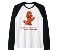Smart Poodle with Glasses Smarter Than Honor Student Funny Raglan Baseball Tee