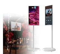 Smart Portable TV with Android OS, Touch Screen Monitor on Wheels, Webcam and Remote for Home Entertainment and Remote Work