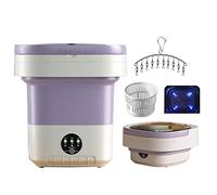 Smart Portable Washing Machine, Home Foldable Small Portable Laundry Machine with Soft Spin Dry and Drainage Pipe, for Apartments, Dormitories, Camping, RV (Color : Purple)