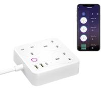 Smart Power Strip with Energy Monitoring, Wifi Extension Lead with 3 Outlets+3 USB Ports (2 USB A+1 USB C), Work with Alexa, Google Home, Voice Control, Smart Life App, 2.4GHz, 1.8M Cable