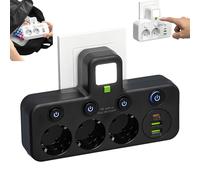 Smart Power Strip with USB Ports, Tower Power Strip with Individual Switches, 2500W Powers Strips Multiple Outlets USB Ports, Charging Station for Home Office Dorm Room (UL Black 3Hole)