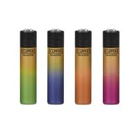 SMART PRICE 4 x Clipper Lighters Set,--BLACK CRYSTAL GRADIENT -- BLACK TOP FANCY MAXI SIZE LIGHTER Assorted Designs Gas Refillable LIGHTER SET ( BLACK CRYSTAL GRADIENT SHINNY) CASE BLACK POUCH