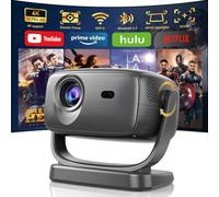 Smart Projector 4K Supported,26000 Lumen Native 1080P Portable Bedroom Movie Projector with 4P/4D Keystone,Zoom,Electric Focus,WiFi 6,Bluetooth 5.2,Streaming APPs,180° Rotatable