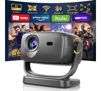 Smart Projector 4K Supported,26000 Lumen Native 1080P Portable Bedroom Movie Projector with 4P/4D Keystone,Zoom,Electric Focus,WiFi 6,Bluetooth 5.2,Streaming APPs,180° Rotatable
