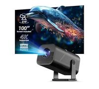 Smart Projector with WiFi and Bluetooth, 4k Support Portable Outdoor Projector, 200 ANSI Lumens, 210° Rotatable Stand, Auto Keystone,Built-in App Movie Proyector for Home & Camping (Black)