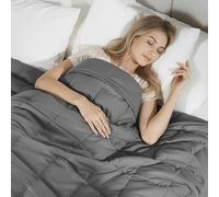 Smart Queen Weighted Blanket(60"x80",15lbs Grey) Queen Size Soft Cooling Heavy Blanket for Sleeping, Breathable Blanket with Glass Beads Perfect for 140-160 lbs,All Year Use