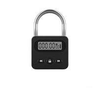 Smart Rechargeable Padlock with LCD Display Electronic Timer Lock Metal Alloy Construction USB Charging Time Management Tool for Travel Home(Black)