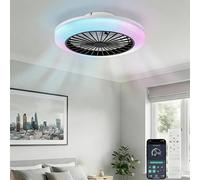 Smart RGB Ceiling Fans with Lights,APP & Remote Control,3 CCT + 7 Colour Modes,6-Speed Quiet Fan with Timer & Memory,Low Profile Dimmable LED Fan Light Ceiling for Bedroom Living Room Kitchen,50cm