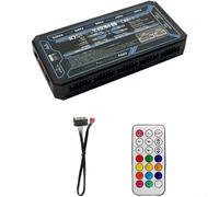 Smart RGB Fan Controller Hub with 10 Ports for ARGB Fans and LED Strips Including Remote Control for PC Case Cooling and Lighting-Sync Black