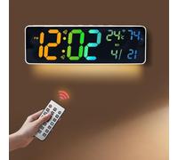 Smart Rgb Wall Clock With Light Sensor And Wireless For Perpetual Calendar Display In Plastic Case(B)