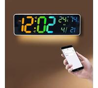 Smart Rgb Wall Clock With Light Sensor And Wireless For Perpetual Calendar Display In Plastic Case(C)