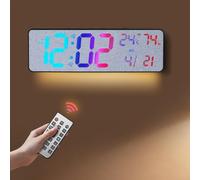 Smart RGB Wall Clock With Light Sensor And Wireless, Includes For Perpetual Calendar And Timer Functionalities, Powered Via(D)