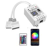 Smart RGBW WiFi LED Controller 2-Output for 5 Pin RGBW LED Strip,Work with Alexa/Google Assistant,APP/Voice Control 5-10m Lightstrip Change Color,Dimming,Sync Music,Only RF Remote and WiFi Controller