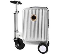 Smart Rideable Suitcase Scooter Suitcase for Adults Electric, Ride on Scooter Luggage for Adults, Lightweight Electric Luggage Scooter for Travel with Battery, TSA Lock, USB Port,Silver