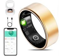 Smart Ring Fitness Tracker for iOS & Android - Sleep Monitor Heart Rate Blood Oxygen & Pressure 8 Sports Modes IP68 Waterproof NO Subscription Long Battery Life (Champagne Gold, 13#(22.2mm/0.87in))